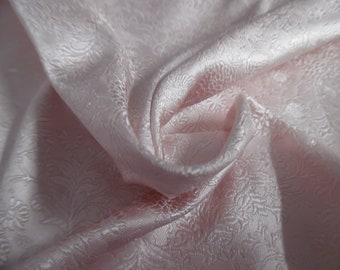 100% Silk Jacquard Brocade~Miniature Scale~Allover Floral~TeaRose Pink~19"x20"~Japan~KS155