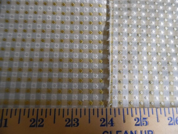 Silk Jacquard~Tiny Checks/Dots~Gold/Sterling/Cream~Reversible~12"x27"~Doll Fabric