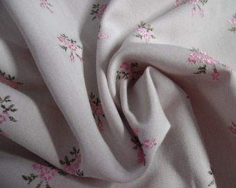 Cotton/Rayon Blend Brocade~Small Floral~Pink on Cream~12"x28"~Doll Acc's~Trunk Liner~Doll Furniture Upholstry Fabric