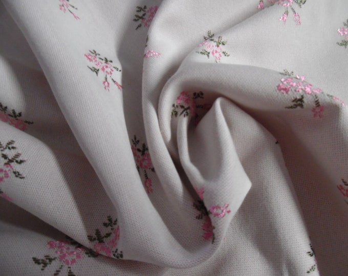 Cotton/Rayon Blend Brocade~Small Floral~Pink on Cream~12"x28"~Doll Acc's~Trunk Liner~Doll Furniture Upholstry Fabric