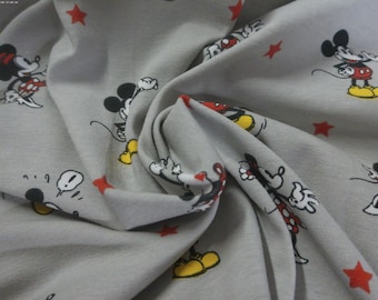 Disney~100% Cotton Jersey Knit~Tiny Minnie/Mickey on Light Gray Background~18"x29"~Doll Fabric