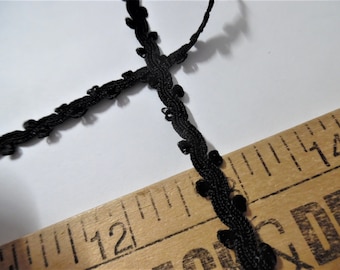 Vintage Passementerie Braid~Jet Black~1/4"Wide~By The Yard~100% Rayon~Flapper