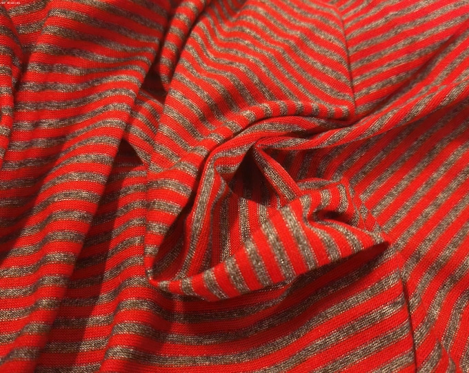 BASEMENT BARGAIN! Cotton/Rayon Stripe Jersey~Red/Marlble Gray~12"x62"~Doll Fabric