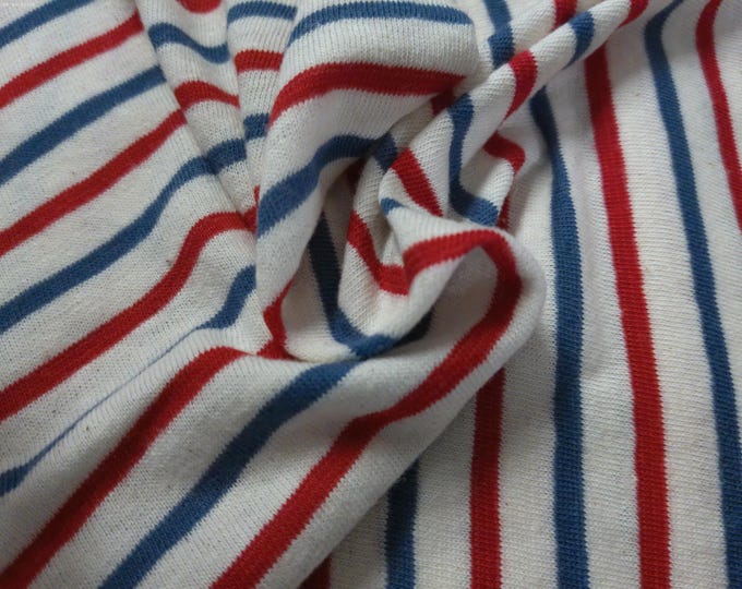 BASEMENT BARGAIN! Small Stripe Cotton Single Knit~Red/White/Blue~18"x33"