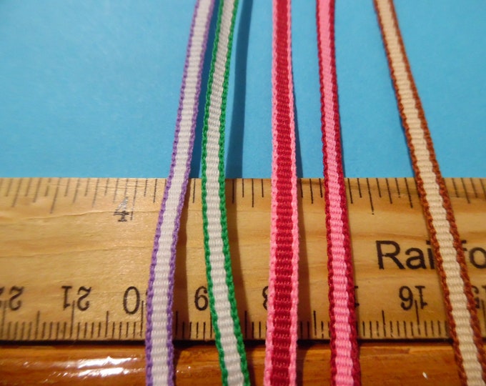 Vintage 1950's Ribbon Braid~Five Color Combos~10 Yards~1/8"wide