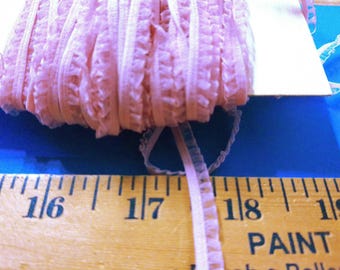 Tiny Ruffled Elastic~6MM wide~Baby Pink~BY THE YARD~Doll Trim