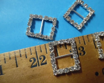 Rectangle Rhinestone Doll Buckles~3/4"x7/16"~Silver Setting~Set of 4~Great for Cissy,Miss Revlon, Ect.