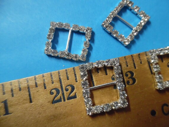 Rectangle Rhinestone Doll Buckles~3/4"x7/16"~Silver Setting~Set of 4~Great for Cissy,Miss Revlon, Ect.