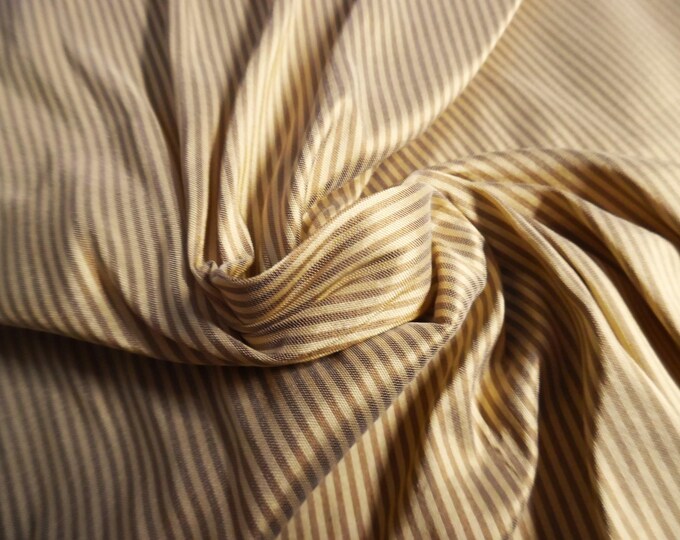 High End Silk Taffeta~Micro Stripe~Bronze/Gold~9"x27"~Doll Fabric~Miniatures