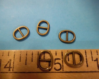 Oval Metal Doll Buckles~Antique Bronze~3/8"x7/16"~Set of 5