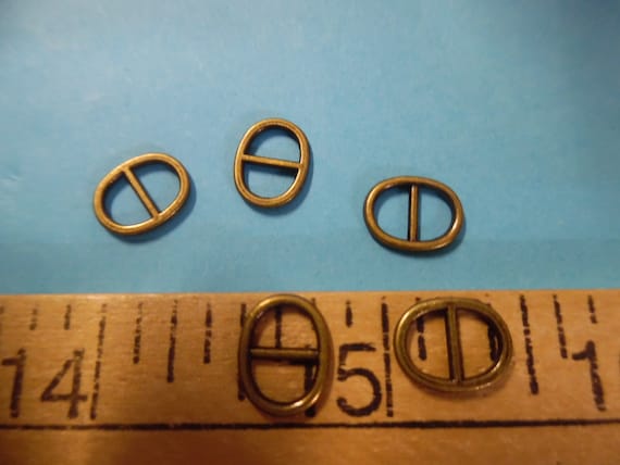Oval Metal Doll Buckles~Antique Bronze~3/8"x7/16"~Set of 5