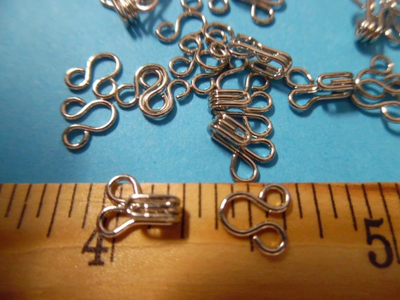 Small Hooks & Eyes for Doll Clothing~Nickle~Size 00~12 Sets