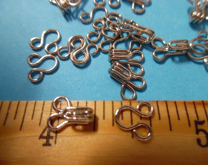 Small Hooks & Eyes for Doll Clothing~Nickle~Size 00~12 Sets