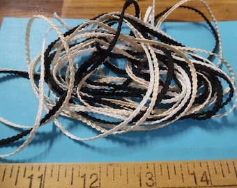 Knobbly Braid Assortment A~ Black/White/Ecru~ 6 Yds Total~2.5MM Wide~Great For Miniatures