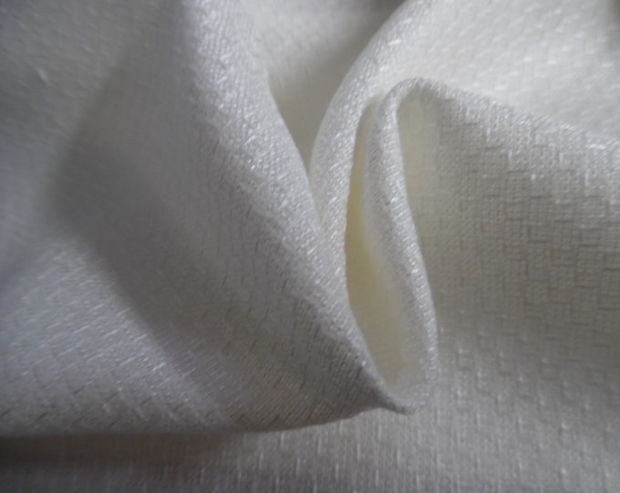 Light Weight Novelty Weave Wool Blend Suiting~White~12"x31"~Doll Fabric