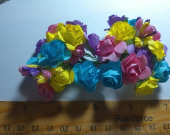 NEW! Mulberry Paper Roses and Stamen Spring Assortment~26 Pieces~Great For Doll Hats!