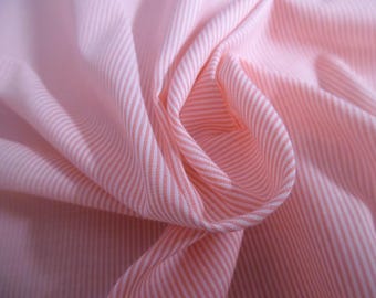 Cotton Voile~Mini Micro Stripes of White and Rose Pink~Semi Sheer~Soft~18"x29"