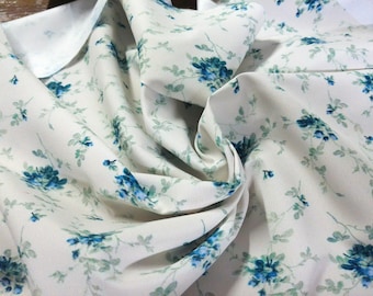 Imported Sateen Twill~Small Blue Florals on Cream~12"x31"
