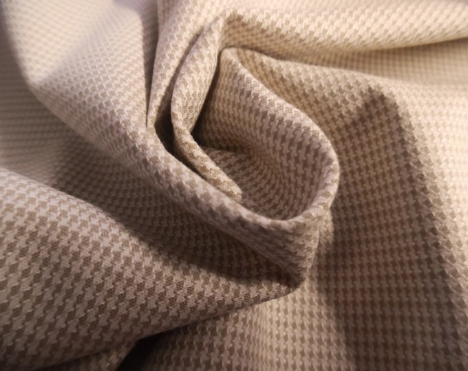 Cotton Suiting Fabric~Micro Mini Houndstooth~Biscotti Tan/White~12"x30"~Light Weight~Miniatures