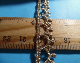 Gold Metallic Venise Lace~1/2" wide~Delicate Doll Trim~BTY