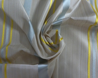High End Silk Taffeta~Ribbon Stripes~Seamist/Yellow Gold/Heathered Ecru~18"x27"~Doll Fabric