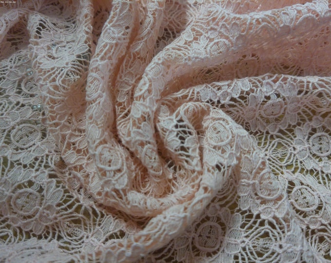BASEMENT BARGAIN! 100% Cotton Corded Lace~Peach~18"x28"