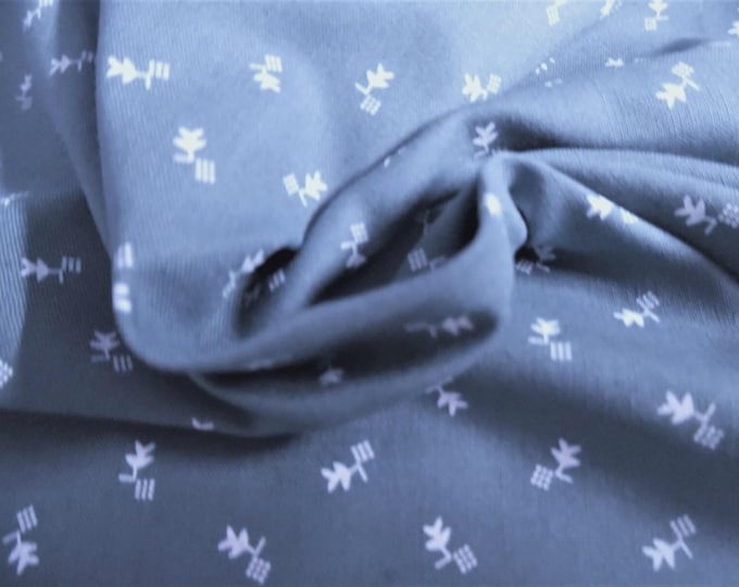 BASEMENT BARGAIN! Micro Print Cotton Calico~8"x58"~White on Country Blue~Doll Fabric