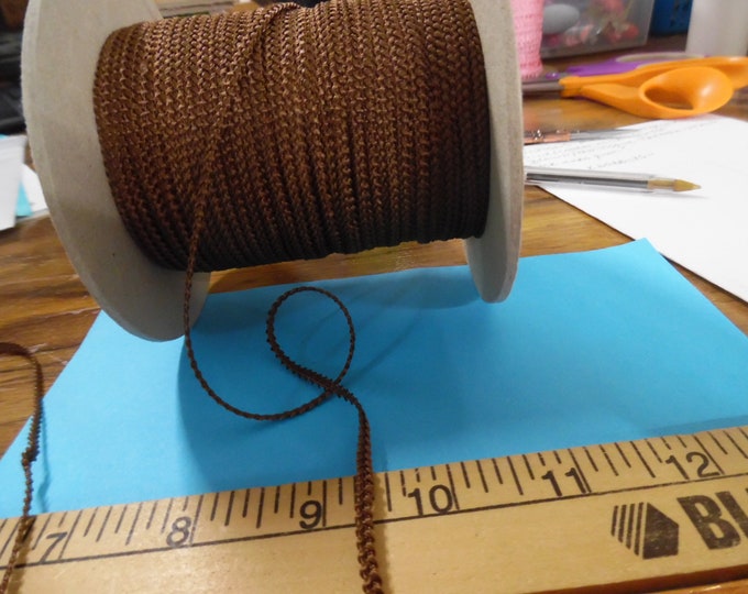 Imported Knobbly Braid~100% Rayon~2.5MM wide~Brown~3 Yards~Doll Dress and Hat Trim!