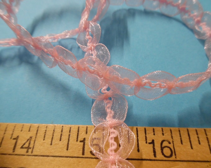 Fancy Looped Ribbon Trim~Nylon Organza~Baby Pink~1/2"x 2Yds~Doll Dress and Hat Trim!