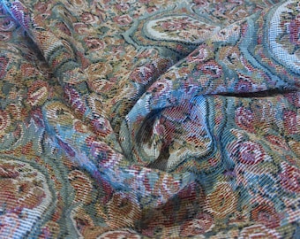 Vintage Victorian Print Tapestry~Berry/Greens/Gold~12"x29"~Doll Acc's~Trunk Liner~Doll Furniture Upholstery Fabric