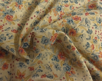 Vintage Feedsack Weave~Small Floral Print~Blue & Pink~Lt.Wt.Cotton~12"x44"