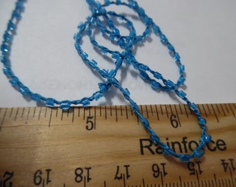 Tiny 1/16" Glass Bead Trim~Ocean Blue~3 Yards~Doll Dress and Hat Trim~Flapper Doll