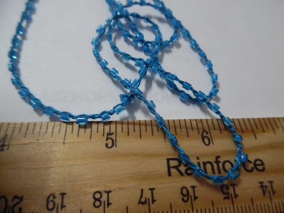 Tiny 1/16" Glass Bead Trim~Ocean Blue~3 Yards~Doll Dress and Hat Trim~Flapper Doll