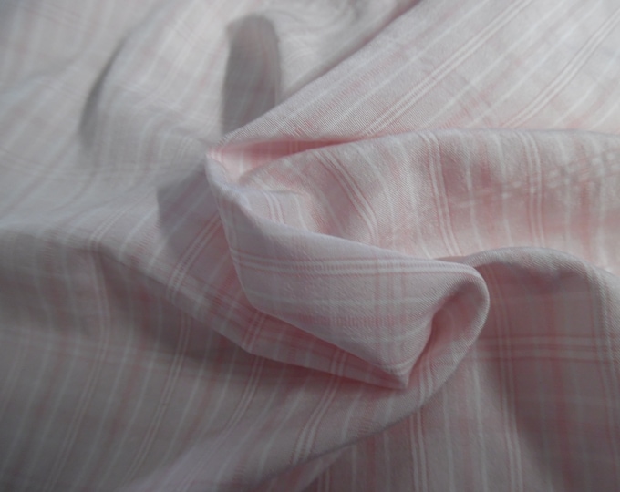 Nylon Cotton Blend Voile~Small Pink/White Plaid~18"x60"~Semi Sheer~Silky Hand