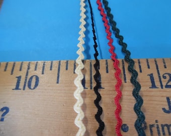 Micro Tiny Wave Braid (Rick Rack) Assortment~Four Colors~8 Yards~Miniatures