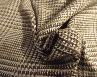 Wool Viscose Glen Plaid Suiting~Shades Brown/Tan~12"x30"~Doll Fabric