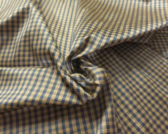 LAST! Tiny Check Silk Taffeta~Blue/Oyster~9"x27"~READ!
