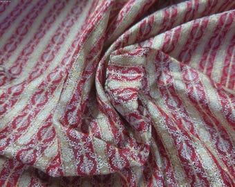 100% Silk Brocade~Miniature Scale~Allover Damask Print~Red & Cream~19"x20"~Japan