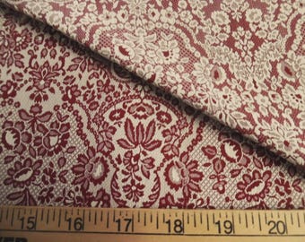 Jacquard Challis Suiting~Rayon~Brick Red/Cream~REVERSIBLE~11"x52"~Neoclassical