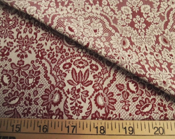 Jacquard Challis Suiting~Rayon~Brick Red/Cream~REVERSIBLE~11"x52"~Neoclassical