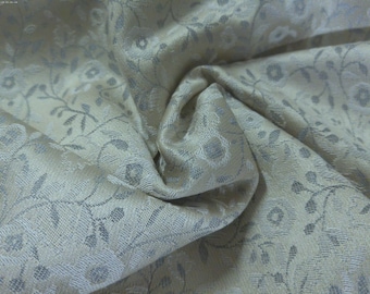 Small Floral Print Satin Brocade Suiting~Gray/White/Oyster~12"x29"~Rayon Blend