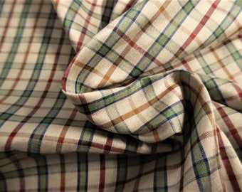 High End Silk Taffeta~Tiny Plaid~Green/Rust/Gold/Ivory~18"x27"~Doll Fabric~Paper Weight