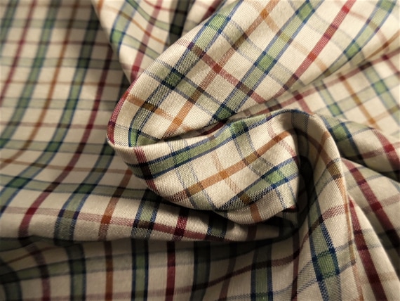 High End Silk Taffeta~Tiny Plaid~Green/Rust/Gold/Ivory~9"x27"~Doll Fabric~Paper Weight~READ!