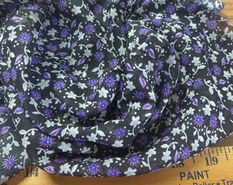 BASEMENT BARGAIN! 100% Nylon Chiffon~Ditzy Print~Purple/Black/White~8"x60"x20"~Semi Sheer