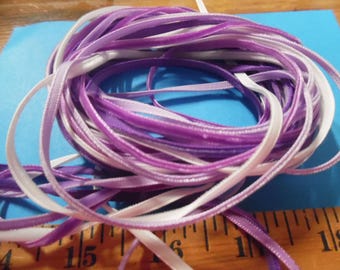 Tiny Velvet Ribbon (3MM) Assortment~Shades Purple~4 Colors~10 Yards~Doll Dress and Hat Trim!