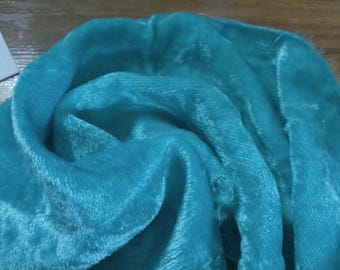 BASEMENT BARGAIN! Crushed Silk Velvet Remnant~Aqua~7"x34"