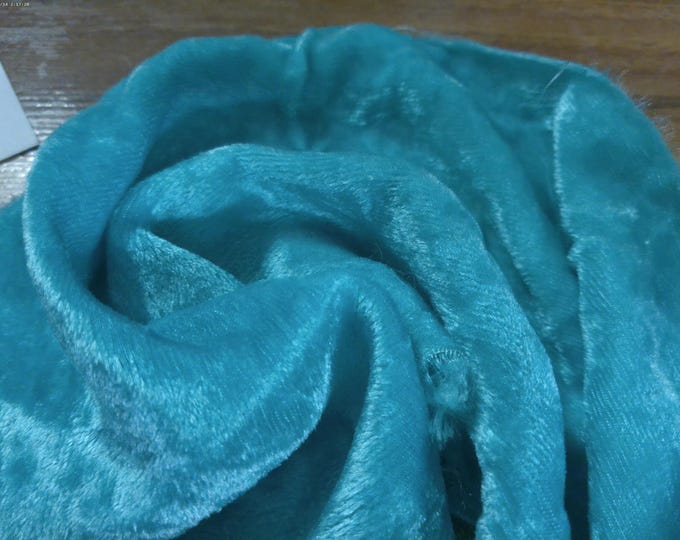 BASEMENT BARGAIN! Crushed Silk Velvet Remnant~Aqua~7"x34"