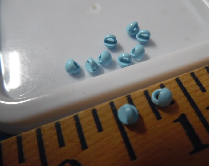 Tiny metal Mushroom Buttons~2MM~Baby Blue~Set of Ten~Modern, Antique & Vintage Dolls