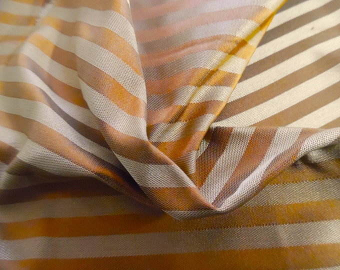 LAST PC! Silk Stripe Taffeta~Muted Copper~9"x27"~Antiqe, Vintage & Modern Dolls