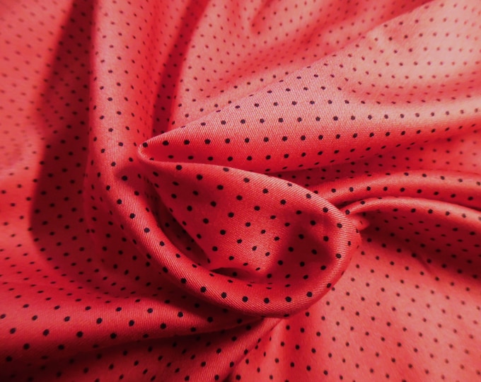 Cotton Sateen~Micro Pin Dots~Navy on Watermelon~12"x29"